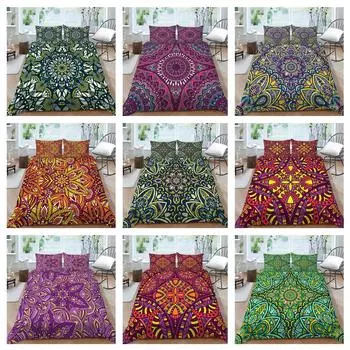 3D богемное постельное белье с принтом, односпальная двуспальная кровать, полноразмерная наволочка с тропическим узором и пододеяльник, удобное украшение для дома UK Single 135x200cm