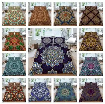 3D богемное постельное белье с принтом, односпальная двуспальная кровать, полноразмерная наволочка с тропическим узором и пододеяльник, удобное украшение для дома UK Single 135x200cm