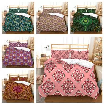 3D богемное постельное белье с принтом, односпальная двуспальная кровать, полноразмерная домашняя наволочка и пододеяльник, моющееся и удобное украшение для дома UK Single 135x200cm