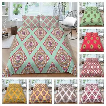 3D богемное постельное белье с принтом, односпальная двуспальная кровать, полноразмерная наволочка с тропическим узором и пододеяльник, удобное украшение для дома UK Single 135x200cm