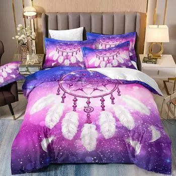 Комплекты постельного белья 3D Bohemia Feather, пододеяльник с наволочкой, двуспальная кровать, двуспальная кровать, постельное белье размера «king-size» AU Single