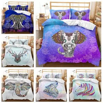 3D Bohemian Bedding Set King Queen Bed Duvet Cover Pillowcases 2/3pcs Animal Cover Set Kid Adult Gift Exotic Style Baby 100x135cm
