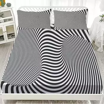 3D Bohemian Style Imagination Print Fitted Sheet Set Soft Breathable Mattress Cover Bedding Set with 1/2 Pillowcases 90x200cmx25