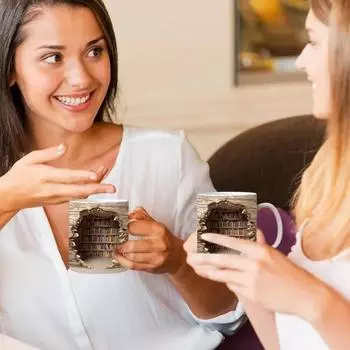 3D Bookshelf Ceramic Mug Creative Space Design Library Shelf Cup Tea Milk Coffee Cups Home Table Decoration Readers Friends Gift 300ml бежевый