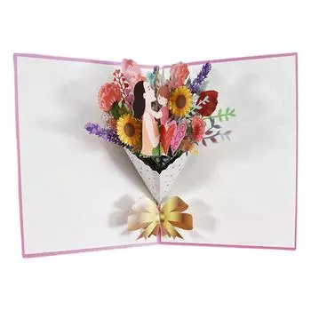 3D Bouquet Card Blessing Card 3D Foldable Card Gifts for Mothers Day Birthday