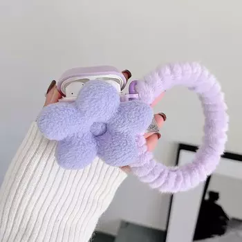 3d браслет с фиолетовым цветком, плюшевый теплый милый мультяшный беспроводной Bluetooth-наушник для зарядки наушников для Apple Airpod Pro 2nd 1 2 3, чехол For Airpods 3 (2021)