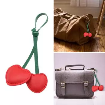 3D брелок для ключей в виде вишни, аксессуар для сумки, модный брелок в форме фрукта из искусственной кожи, украшение для женской сумки