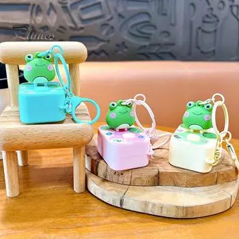 3D брелок в форме мультяшной лягушки, яркий цветной брелок с кнопкой звука, портативная подвеска, украшение на сумку розовый