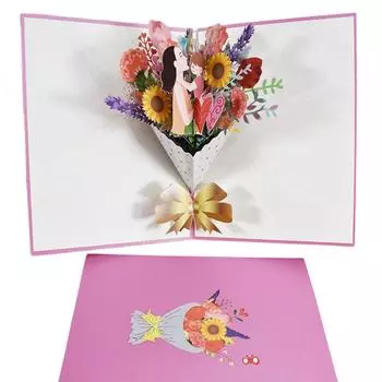 3D Букет Открытка Благословение Открытка Полезный Бумажный Цветочный Букет Подарок для Мамы Мамочки