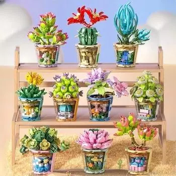 3D Букет Строительные Блоки Игрушки для Девочек Цветы Цветущий Бонсай Модель Украшения Дома Детские Сборные Кирпичи Игрушки Подарок Девочке