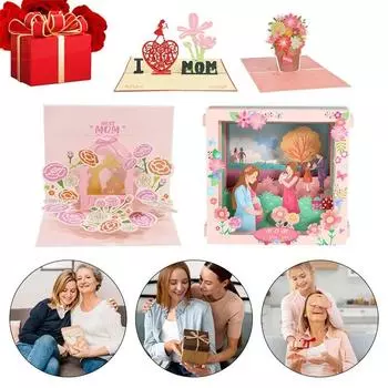 3d Букетная Открытка Благословение Открытка Подарок На День Матери День Мамы Учителя Всплывающая Цветочная Поздравительная Открытка Фестиваль Всплывающие Букетные Открытки