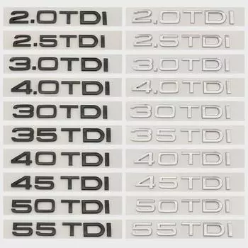 3D буквы ABS 2.0TDI 2.5TDI 3.0TDI 35TDI 40TDI 45TDI 50TDI эмблема для A1 A3 A4 A5 A6 A7 A8 Q2 Q3 Q5 Q7 наклейка на багажник автомобиля glossy black 2.0TDI