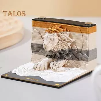 3D Бумага Резьба Искусство Блокнот для записей Животный блокнот Динозавр Гепард Мамонт Бегемот Носорог Блокнот для записей Украшение стола A