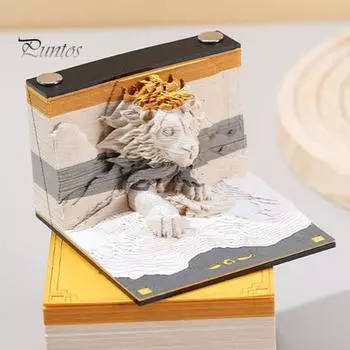 3D Бумага Резьба Искусство Блокнот для записей Животный блокнот Динозавр Гепард Мамонт Бегемот Носорог Блокнот для записей Украшение стола A