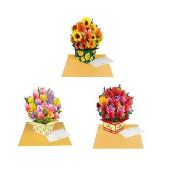 3D бумажный букет цветов Поздравительная открытка Открытка на День матери Подарки на День матери для мам, женщин, бабушек, свадеб День святого Валентина