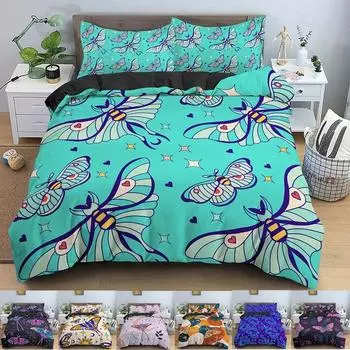 3D Butterfly Print Bedding Set Skin Friendly Duvet Cover With Pillowcase Single King Queen Size Quilt Cover Home Textiles 70x133cm 2pcs