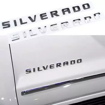 3D боковое крыло автомобиля, эмблема багажника, значок, наклейка для SILVERADO, буквенный логотип, табличка, серебристый, черный, автозаменяемые аксессуары чёрный