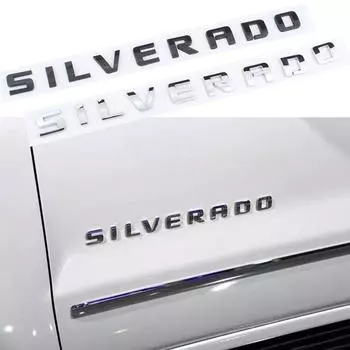 3D наклейка на боковое крыло багажника автомобиля для SILVERADO с буквами, логотипом, серебристо-черной заводской табличкой, аксессуары для автозамены чёрный