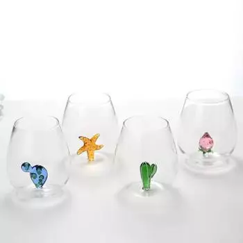 3D Cartoon Animal Glass Cup Home Plant Modeling Glass Mug Three-dimensional Animal Shape Milk Juice Glass Water Cup 401-500ml