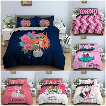 3D Cartoon Animal Pattern Bedding Set Soft Luxury Duvet Cover Set Girds Bedroom Single Twin Double King Queen Bedclothes 70x133cm 2pcs