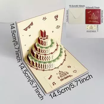 3D Cartoon Butterfly Pop-up Birthday Greeting Card with Cake Design