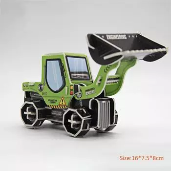 3D Cartoon Engineering Vehicle Cardboard Jigsaw Puzzle Excavator Truck Crane Paper Model for Kids Handmade DIY Toy Boys Gift