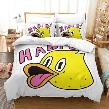 3D Cartoon Quackity Duck Bedding Set Duvet Cover Bed Set Quilt Cover Pillowcase Comforter king Queen Size Boys Adult Bedding Set EU Single 135x200cm