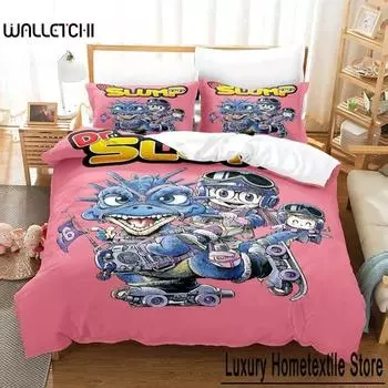3D Cartoons Bed Sheet Set Kawaii Arale Bedding Set Single Twin Full Queen King Size Bed Set Adult Kid Bedroom Duvet cover Sets 70x133cm 2pcs