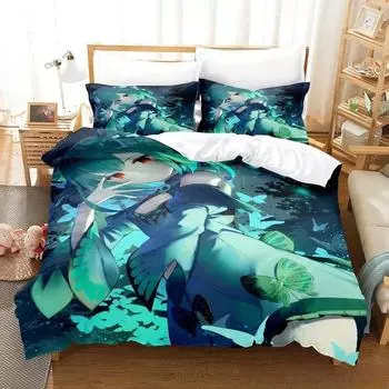 3d Cartoons Vtuber Hololive Uruha Rushia Bedding Set Single Twin Full Queen King Size Bed Set Adult Kid Bedroom Duvet cover Sets EU Single 135x200cm
