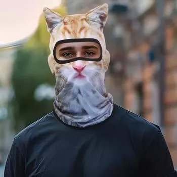 3D Cat Велосипедная Балаклава с капюшоном и ушками, Балаклава с принтом животных для активного отдыха, музыкальных фестивалей, рейвов, лыж A
