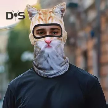 3D Cat Велосипедная Балаклава с капюшоном и ушками, Балаклава с принтом животных для активного отдыха, музыкальных фестивалей, рейвов, лыж P