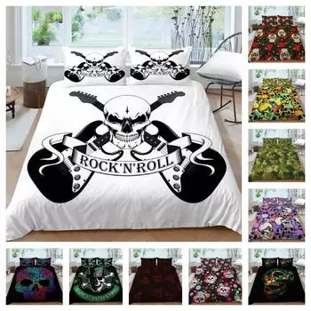 3D чехол с черепом, комплект постельного белья, модные роскошные комплекты постельного белья, женское детское домашнее постельное белье, постельное белье размера King Queen, постельная одежда UK Single 135x200cm
