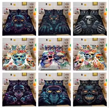 3D череп голова игра ручка серия комплект постельного белья с рисунком ужасов пододеяльник наволочка 2/3 шт. AU очень большой домашний декор на Хэллоуин Baby 100x135cm