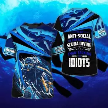 3D Череп Любовь SCUBA Графика Дайвинг Футболки для мужчин Дайвинг Плавание Серфинг Футболка унисекс Женщины Гавайи Отдых Футболки Одежда S
