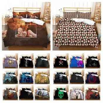 3D череп пододеяльник подростковый комплект постельных принадлежностей покрывало с наволочкой декор спальни Single 135x200cm