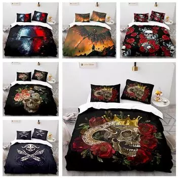 3D череп с принтом домашний комплект постельного белья спальня череп пододеяльник наволочка комплект постельного белья AU/EU/US полный размер украшения дома Baby 100x135cm