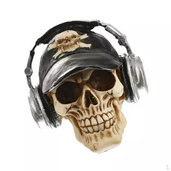 3D Череп в кепке и орнаментом для наушников Готический Стимпанк Рейв Кибер Гот Крафт