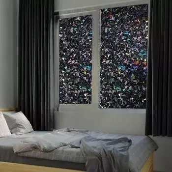 3D черная радужная затемняющая пленка для окон, защита конфиденциальности, солнцезащитная пленка для окон, многоразовая штора для домашнего офиса, ванной комнаты, стеклянное покрытие, цепляться чёрный