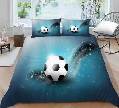 3D Черный футбол Постельное белье Пододеяльник Комплект Постельное одеяло Покрывает Домашние постельное белье Подростки Удобный одеяло Микрофибра Single 135x200cm
