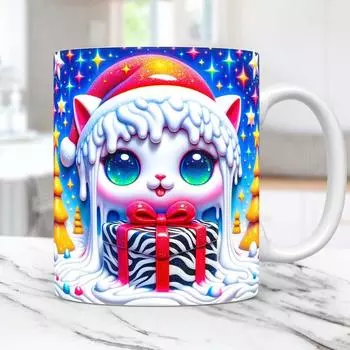 3D Черный Кот Черный Кот Керамическая Кружка для Кофе Марк Кружка Шотландский Хайленд Рождественская Шапка Корова 301-400ml