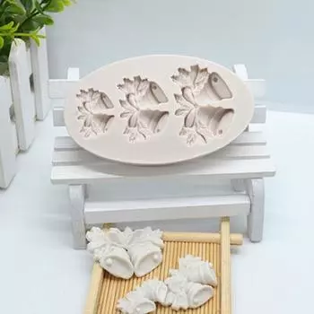 3D Christmas Bell Silicone Mold Fondant Mould Cake Decorating Tools Chocolate Gumpaste Molds, Sugarcraft, Kitchen Baking светло-серый
