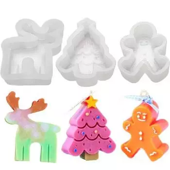3D Christmas Decor Candle Mold for DIY Scented Candle Resin Plaster Silicone Mould Snowflake Elk Tree Craft Mold Home Decoration