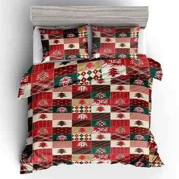 3D Christmas Pattern Duvet Cover Bedding Set Bedding Set Bedroom Decoration Bedding (Three-piece Set) DE 135x200cm