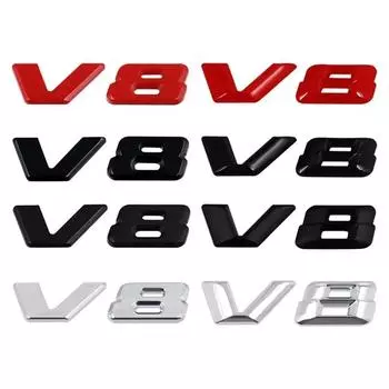 3D Chrome Black V8 Logo Letters Car Fender Emblem Badge Sticker For GL ML SL 500 220 C63 S500 V8 Accessories NEW Silver
