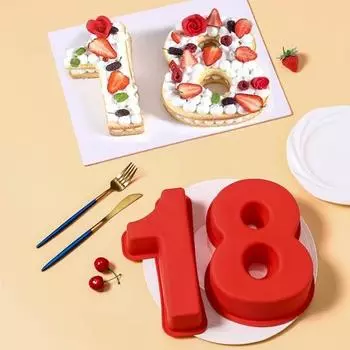 3D цифровая форма для торта силиконовая антипригарная форма для торта с цифрами для тортов высокая низкая 1 красный