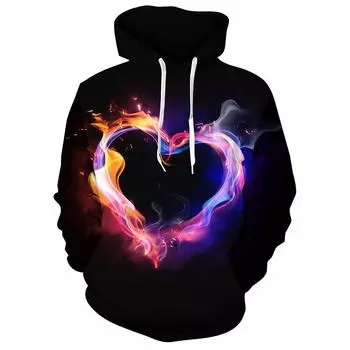 3D цифровая печать День Святого Валентина Пара Любовь Модель Мужская толстовка с длинным рукавом Модная толстовка S