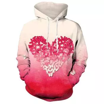 3D цифровая печать День святого Валентина Пара Любовь Сердце Мужская толстовка с длинным рукавом Модная толстовка с капюшоном S