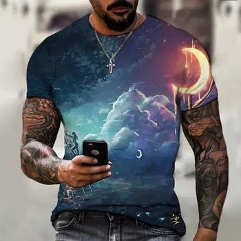 3D цифровая печать Faucet Series Printed Summer Casual Round Neck Youth Football S