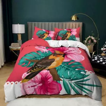3D Цифровая печать Китайский Цветок и Птица Комплект Постельное белье из трех предметов 135 * 200 (two-piece set)