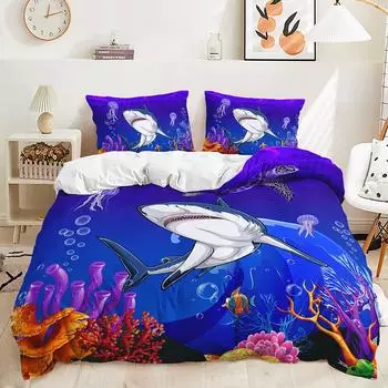 3D Цифровая Печать Кровать Три Предмета Иллюстрация Животных Морская Жизнь Тигр Корова Лошадь Комплект 135 * 200 (two-piece set) 90g